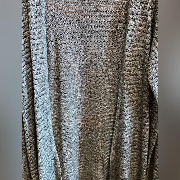 Apt 9 Cardigan Eyelet Sweater Open Front Step Hem Grey Large - Picture 4 of 11